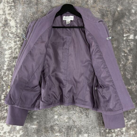 Casual Corner Sz 10 Wool Blend Casual Full Zip Jacket Purple Long Sleeve Outdoor - Picture 3 of 9